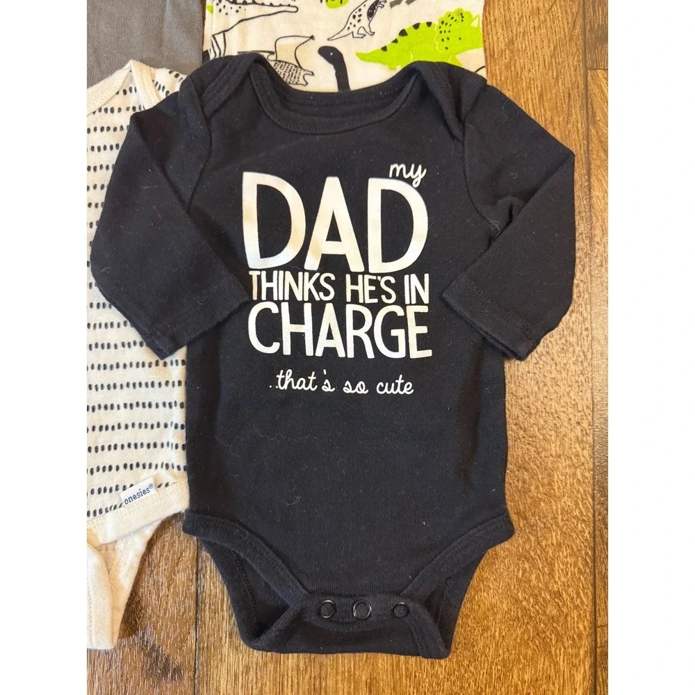 Baby Boy Newborn Bodysuits Shirts Tees Rompers Clothes Lot Dinosaur Funny Dad‎